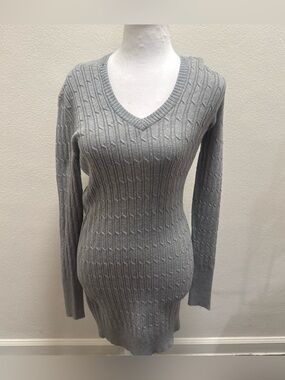 Vintage Y2K Patty Grey Cable Knit Sweater Dress